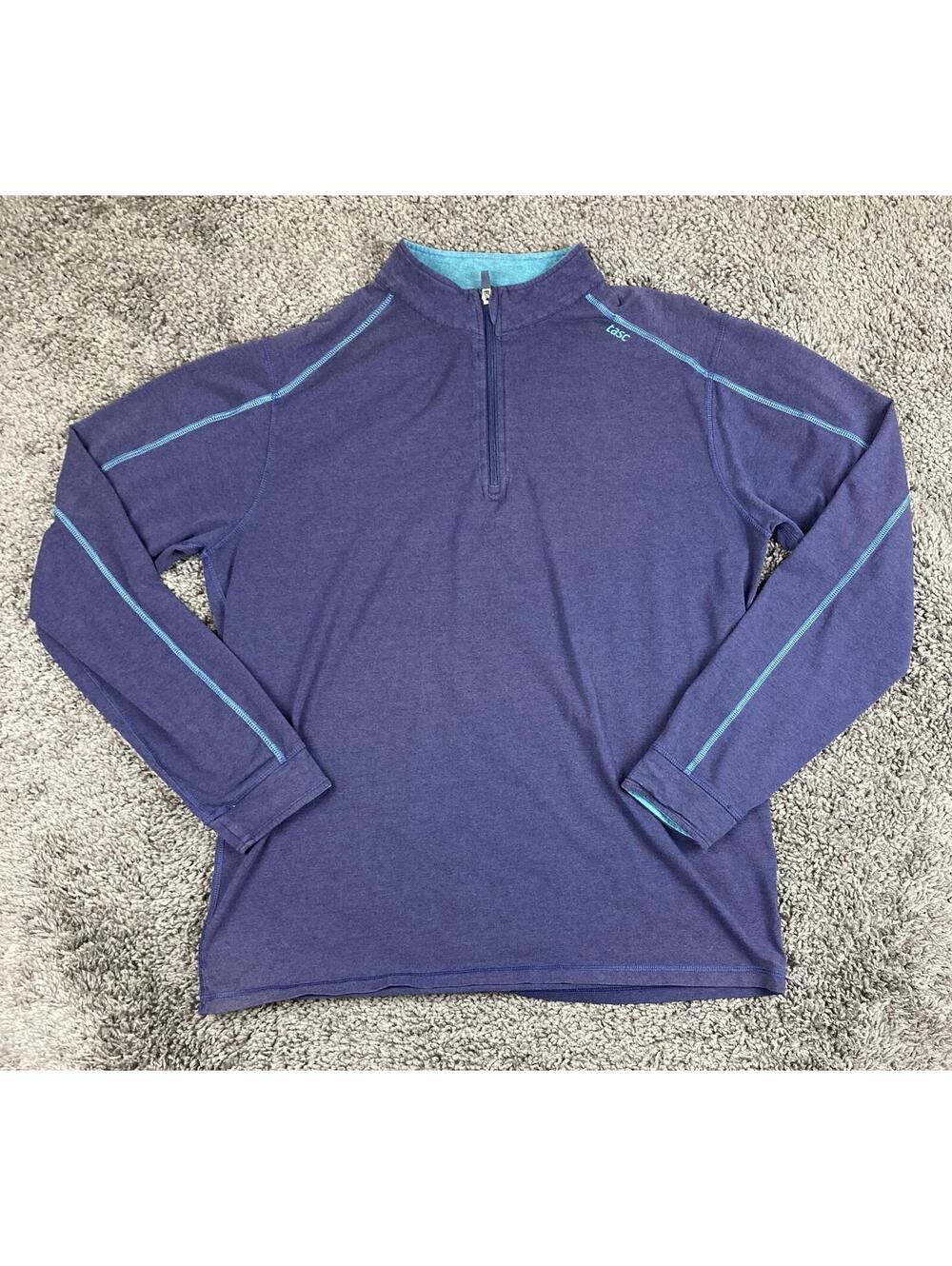 Tasc Performance Men Quarter Zip Pullover Purple Bamboo MOSOtech Sweatshirt SzL